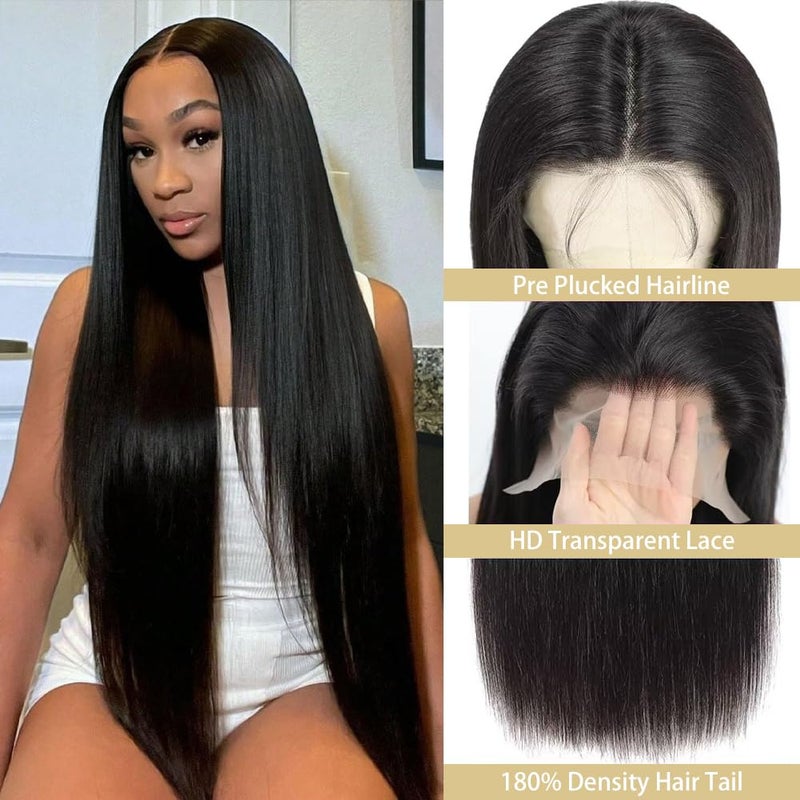 LARYNX 28 Inch Straight Wigs Human Hair 13x4 HD Lace Front Wigs Real 100% Human Hair Wig True 180% Density Pre Plucked Glueless Wig For Women - Image 3